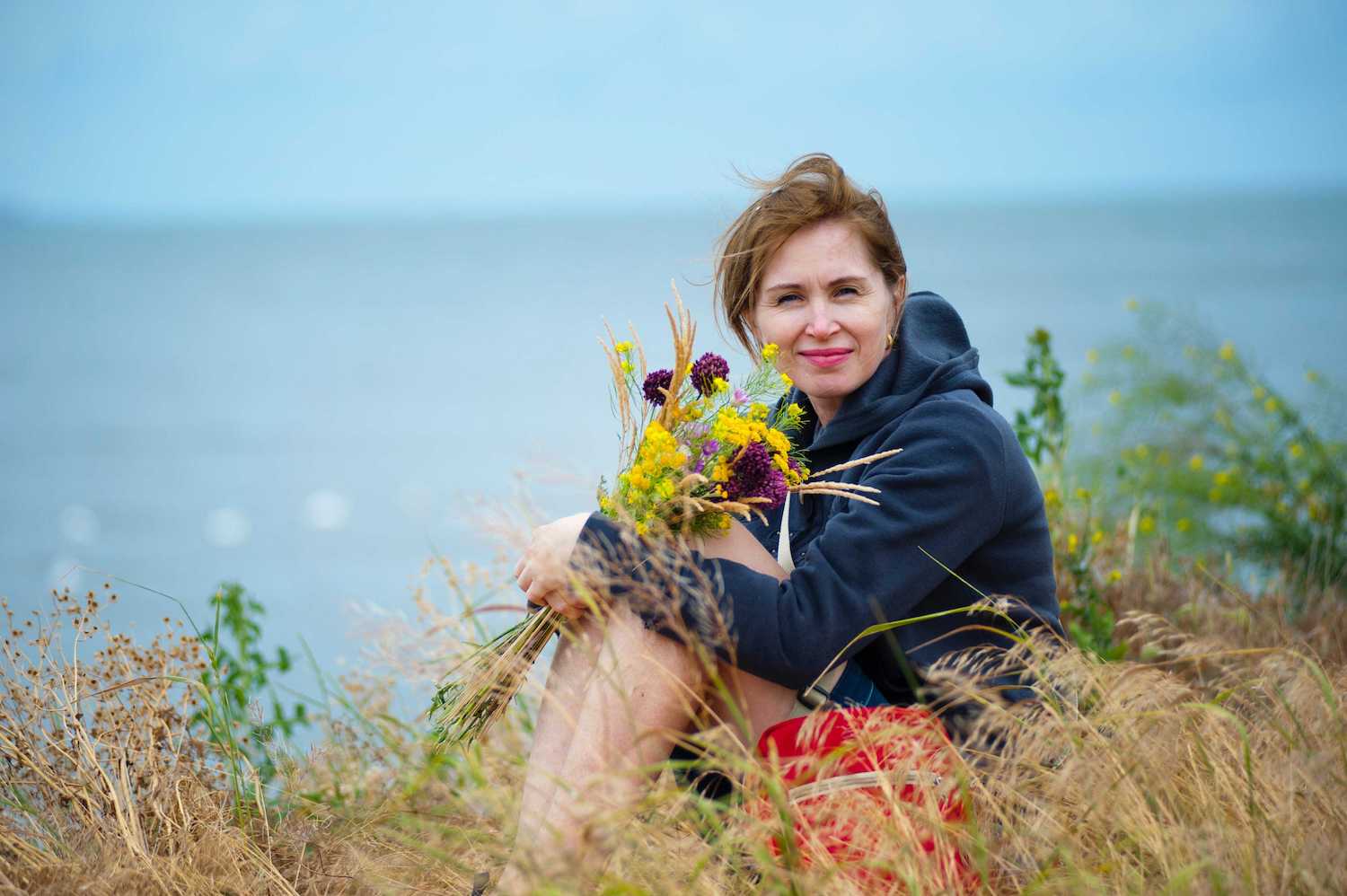 woman with flowers